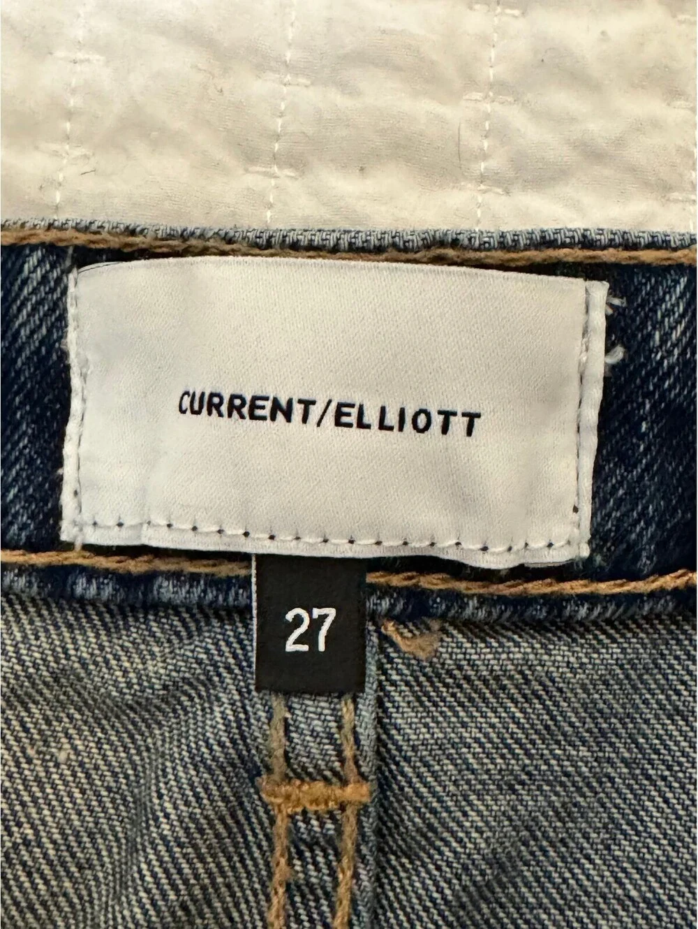 Current/Elliott Denim Mini Skirt Plaid Patch Distressed Size 27